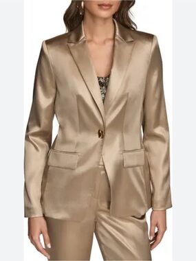 Donna Karan Women's Gold Metallic Blazer Size 8
